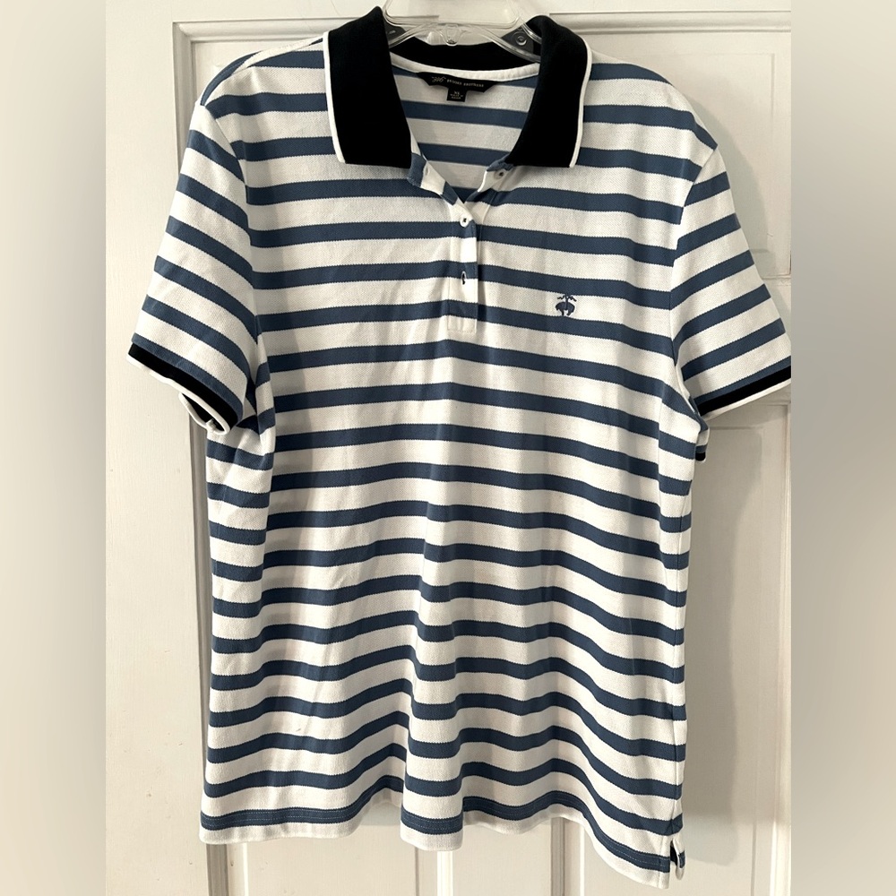 White and Blue striped Brooks Brothers Polo
